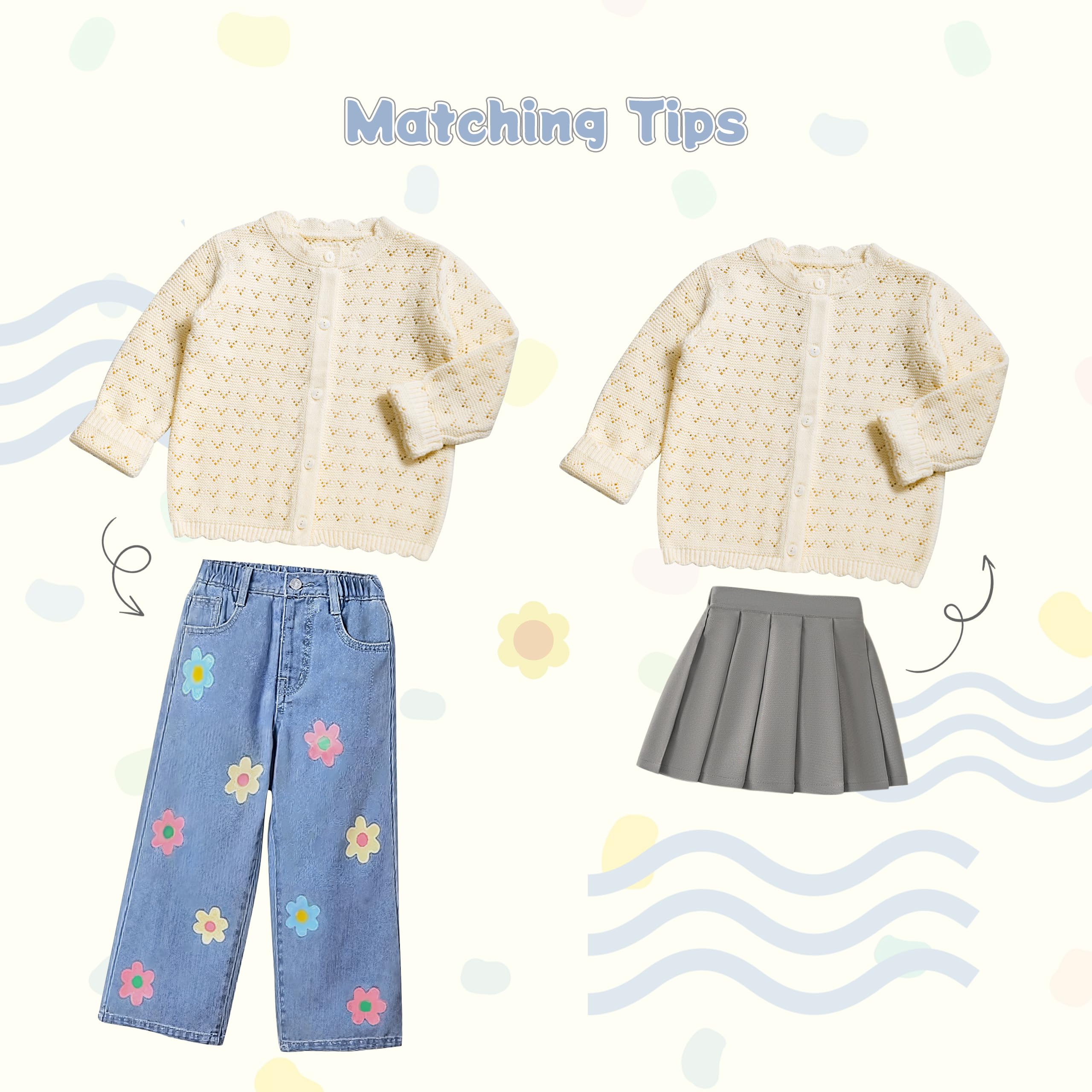 Miipat Bébé Fille Pulls en Tricot Tout-Petit Enfant Creux Tricot Cardigans à Manches Longues Bouton Manteau Pull Automne Hiver Vêtements pour Bébé Fille 6 Mois-4 Ans