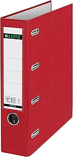 Leitz Plastik-Doppelordner mit zwei Mechaniken A4, Rot, 8,2 cm Rückenbreite, PP-laminierter Einband, 2 x für Format A5 quer, 10120025