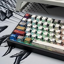 Japanese Manga Keycaps, PBT Side Printed Keycaps, Retro Custom Cherry Profile Keycap Set, 128 Keys Cool Anime Key Caps for 60%, 65%, 75%, 100% Cherry MX Switches Mechanical Keyboard