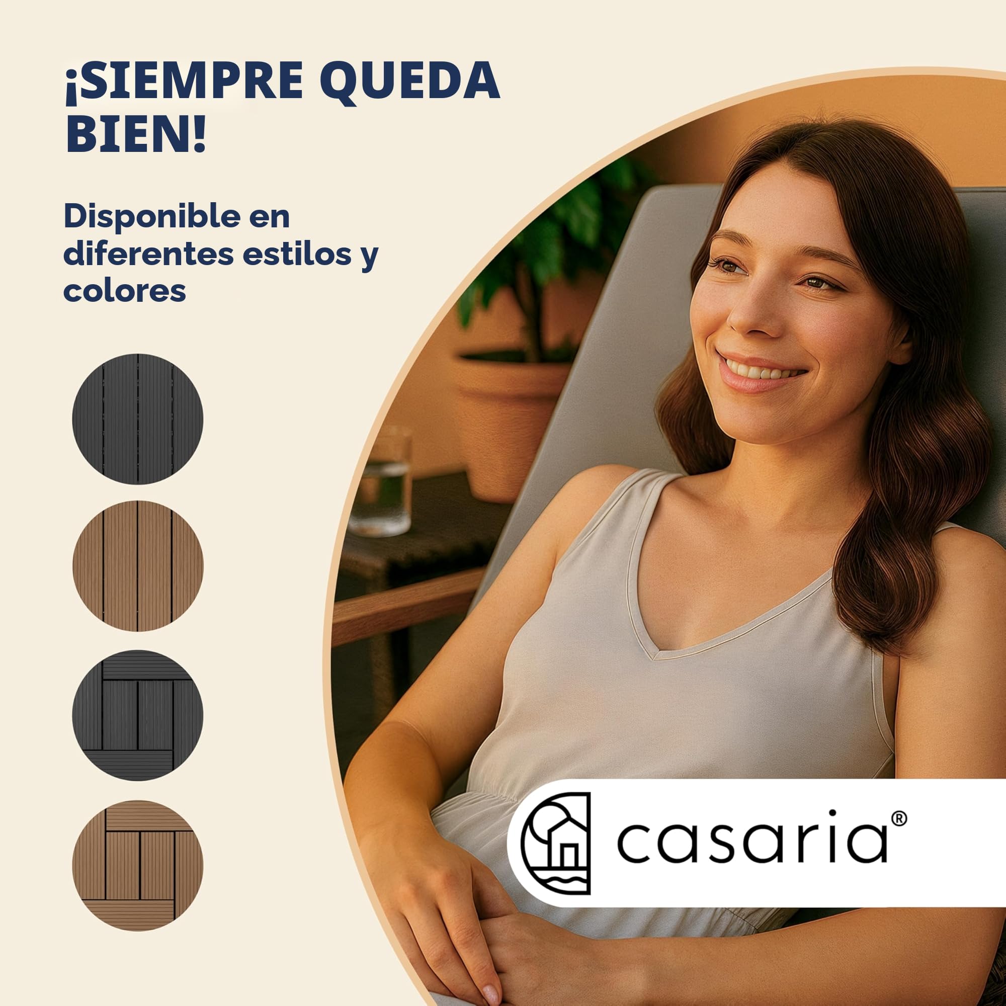 Casaria® Set Baldosas Exterior WPC Losetas Jardín Aspecto Madera Antideslizantes Rejilla Drenaje Resistente Intemperie Suelo Terraza Balcón Patio Cubiertas Interior Sistema Clic Terracota 30x30cm 4m²