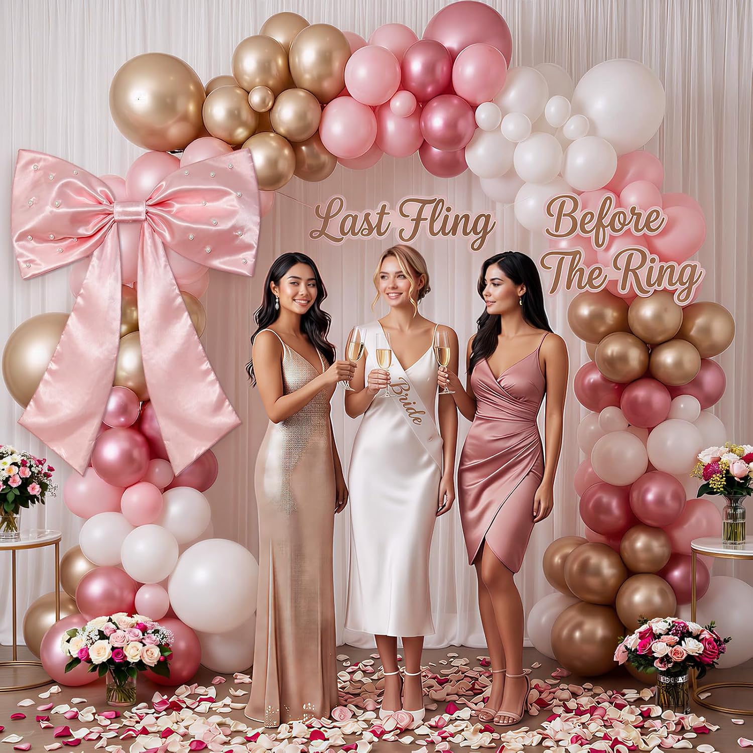 Large Pink Bow for Coquette Room Decor, 44 x 27 Inches Satin Ribbon Pink Room Decor with Pearls, Big Pastel Bow Decor with Internal Support Layer for Hanging Wall Girls Birthday Party Decor thumbnail