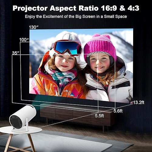 Miniatura 5 de Mini proyector, proyector portátil HY300, compatible con 4K 1080P con doble banda WIFI6 5G inalámbrico 5.0 Bluetooth Android 11, 180 giratorio,