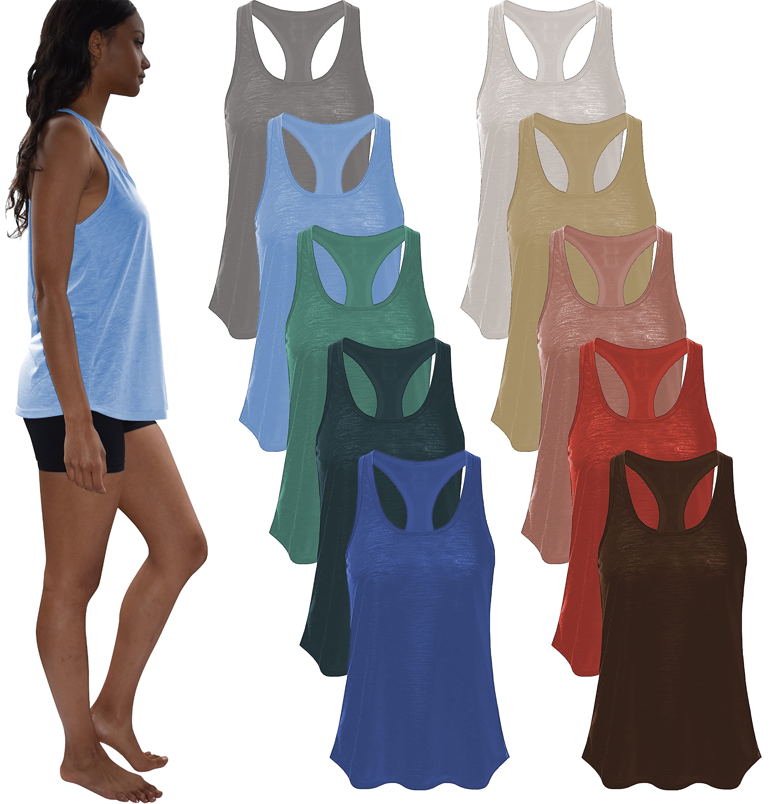 Camiseta sin mangas de entrenamiento para mujer con espalda cruzada y fluida para uso diario