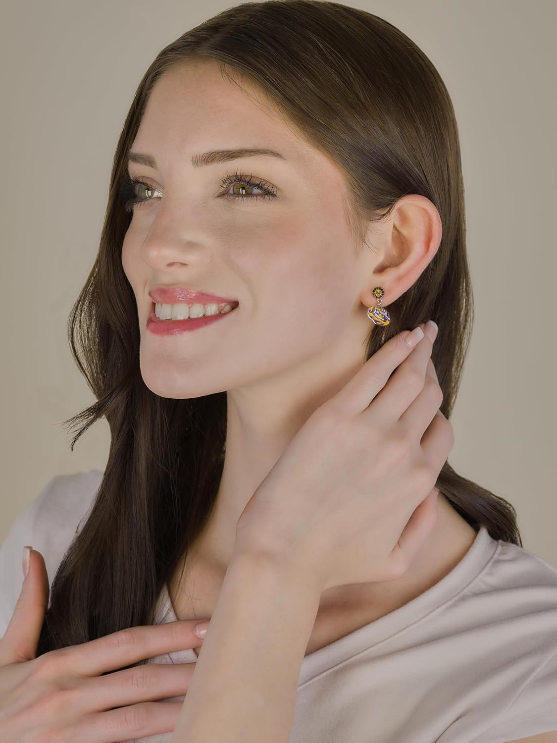 Stone Armory Earrings for Louisiana State University Jewelry Gifts for Women, Graduation – Stainless Steel Skin-Friendly LSU Tigers drop earrings