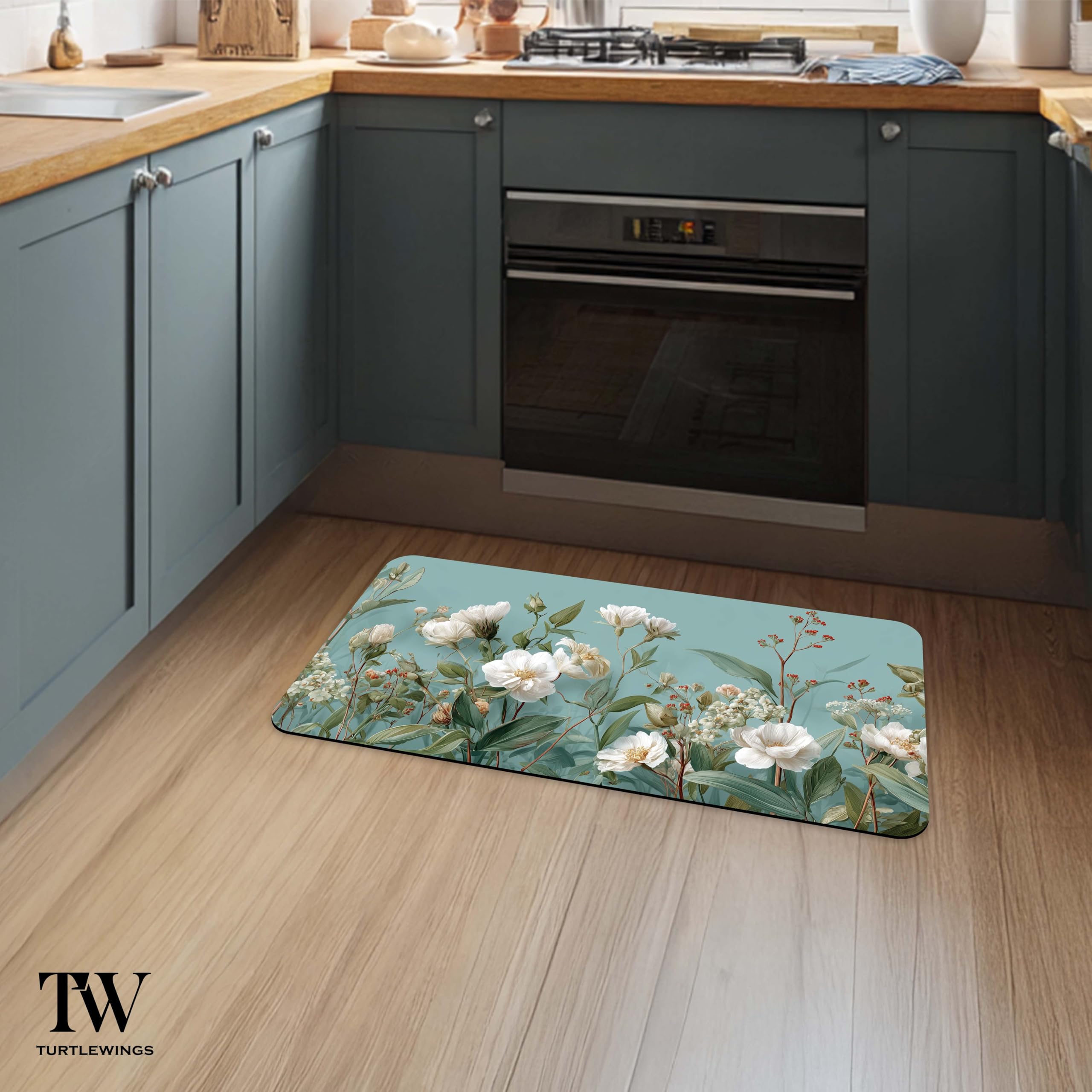 Galicha Bath Mat - Quick Dry Floral Blue -5