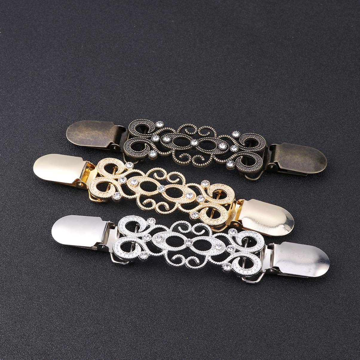 6 stuks vestclips creatieve zilveren metalen trui-sjaalclip, broche zilver eenvoudig, vintage pullover clips dames, gesp voor gebreide jas en kledingknopen afneembaar, cardigan clip