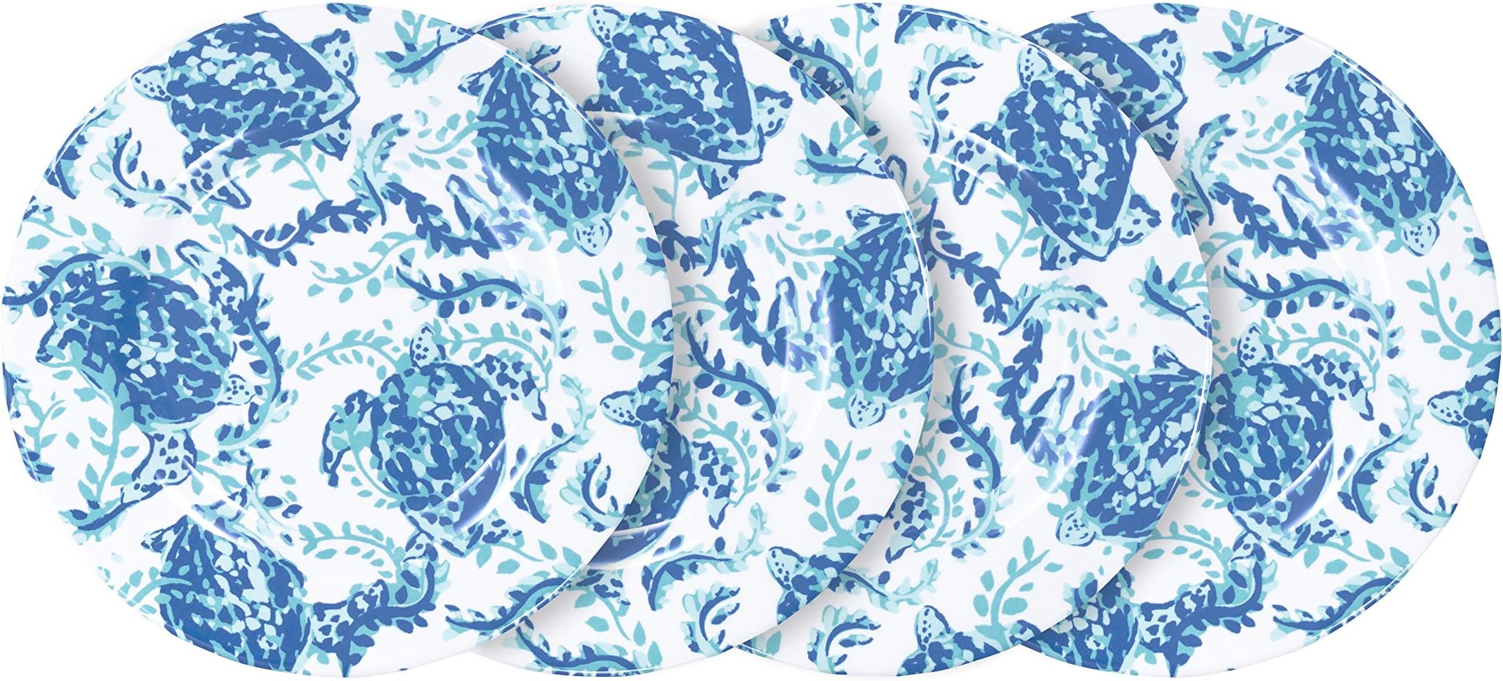 Lilly Pulitzer Melamine Accent Plate Set of 4, Dishwasher Safe, Turtley Awesome