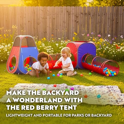 Miniatura 2 de Playz Paquete de tienda de juegos y túnel desplegable de 4 piezas para niños pequeños y niños - Casa de juegos para interiores y exteriores con