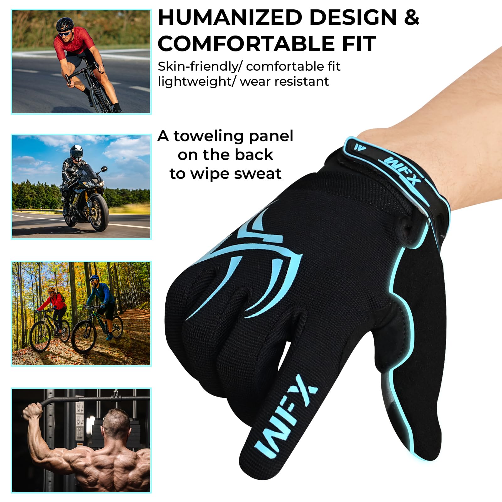Guantes de ciclismo de dedo completo con pantalla táctil para MTB, carretera, BMX y motocicleta, acolchados antideslizantes transpirables