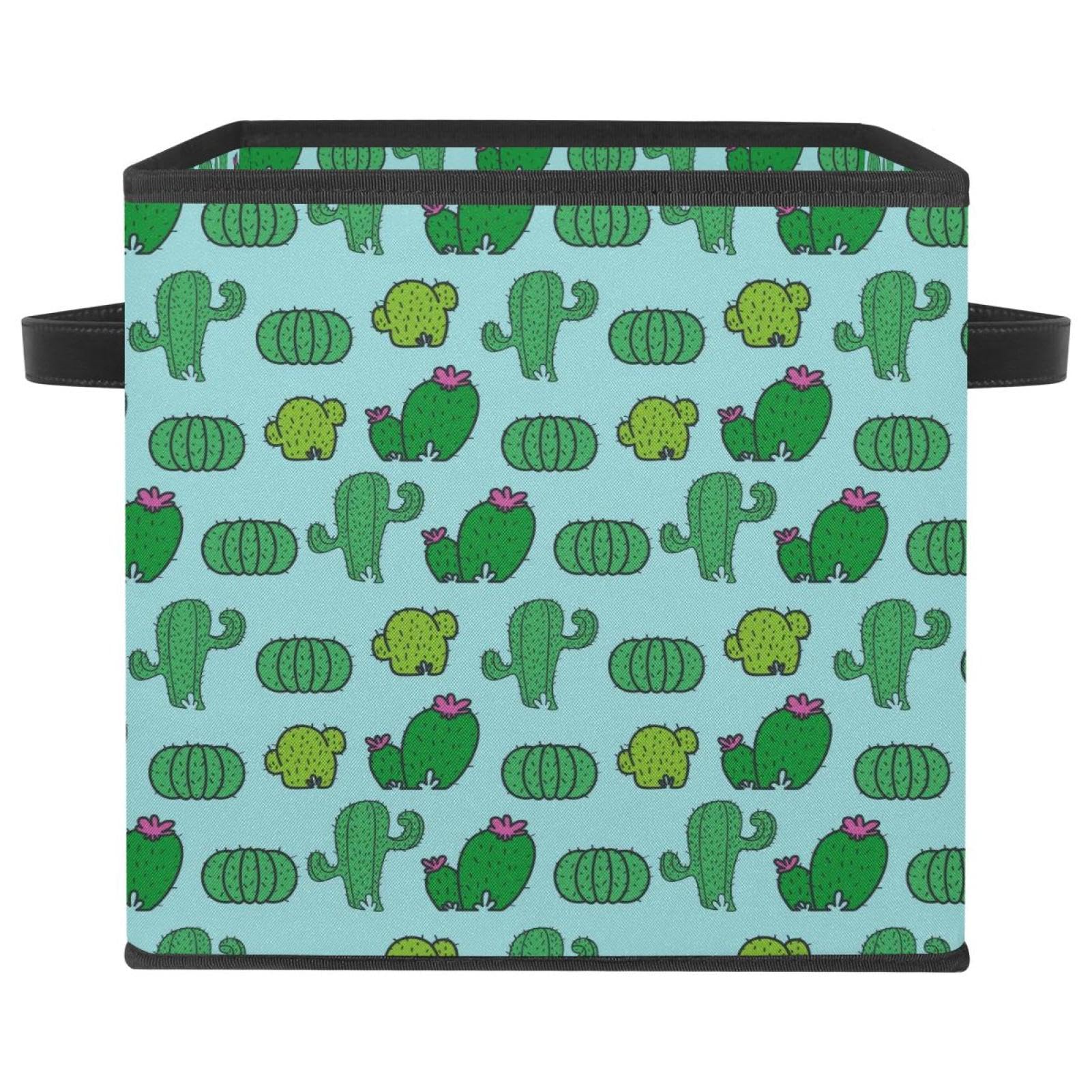 Boîte de rangement pliable en tissu motif cactus pour chambre d'enfant et jeux