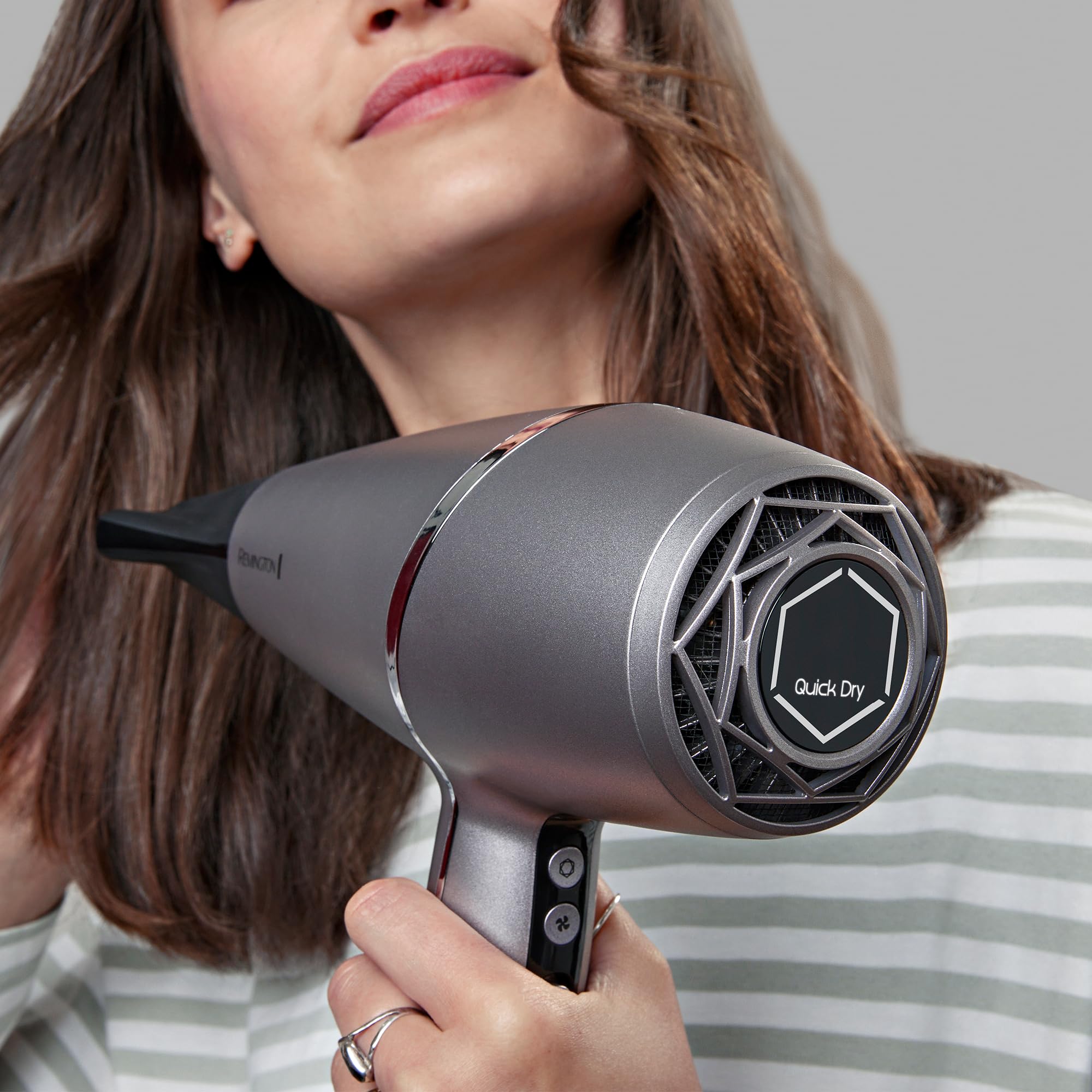 Remington Hair Dryer [3 Attachments: Diffuser & 2 Concentrators, Intelligent StyleAdapt™ Adjusts Heat to Hair] PROluxe You (Ionic & Diamond-Ceramic Coating, Fast Dry, Smooth Finish, 2400W) AC9800