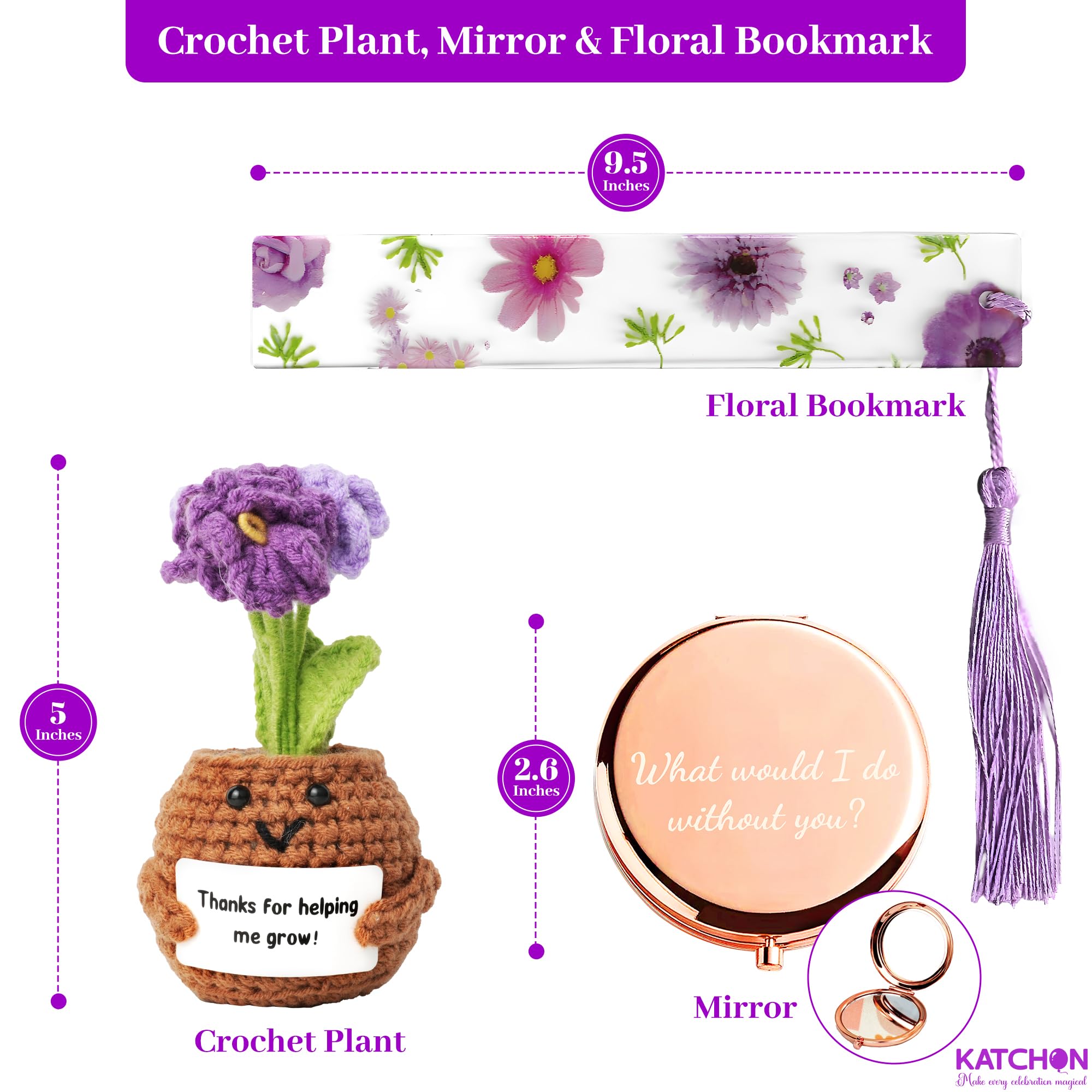 KatchOn, Handmade Crochet Flower Gift - Floral Bookmark & Mirror | Teacher Appreciation Gifts | Crochet Gifts for Women, Mom, Wife, | Thank You Gift for Coworkers, Friends, Mentors | Desk Decorations