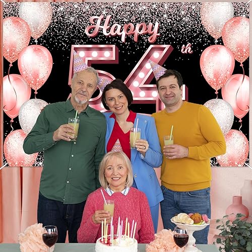 Vista 123 de Happy 21st Birthday Rose Gold Banner Backdrop Cheers to 21 Years Old Confetti Balloons Theme Decor Decorations for Women 21 Years Old Pink Birthday