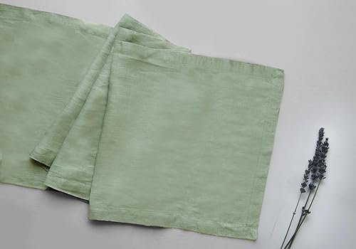 Miniatura 1 de AMAVI Servilletas de lino 100% europeas de 20 x 20 pulgadas, color verde salvia, juego de 4 servilletas perfectas para cena de verano