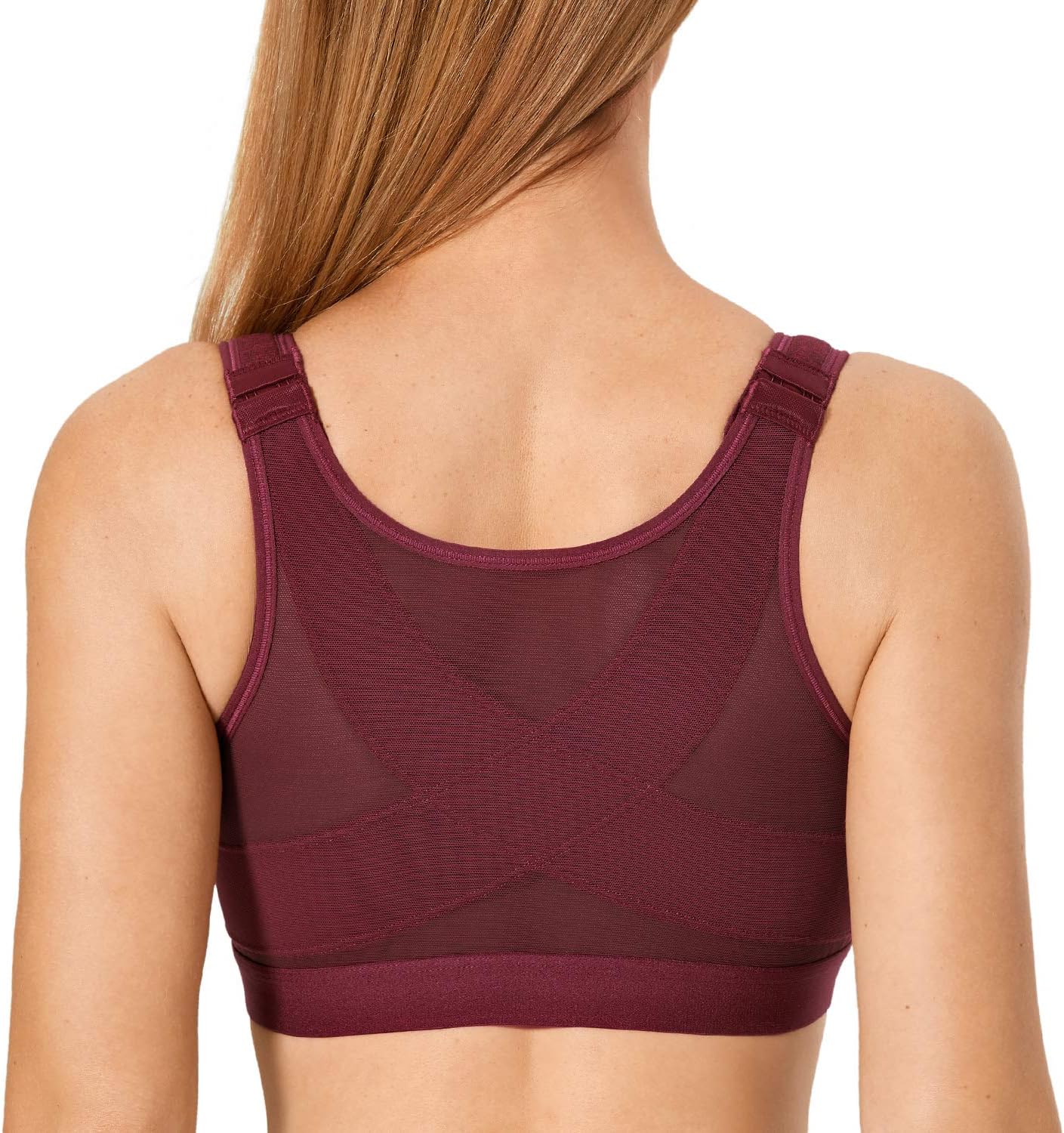 DELIMIRA Womens' Front Closure Posture Wireless Back Support Full Coverage Bra