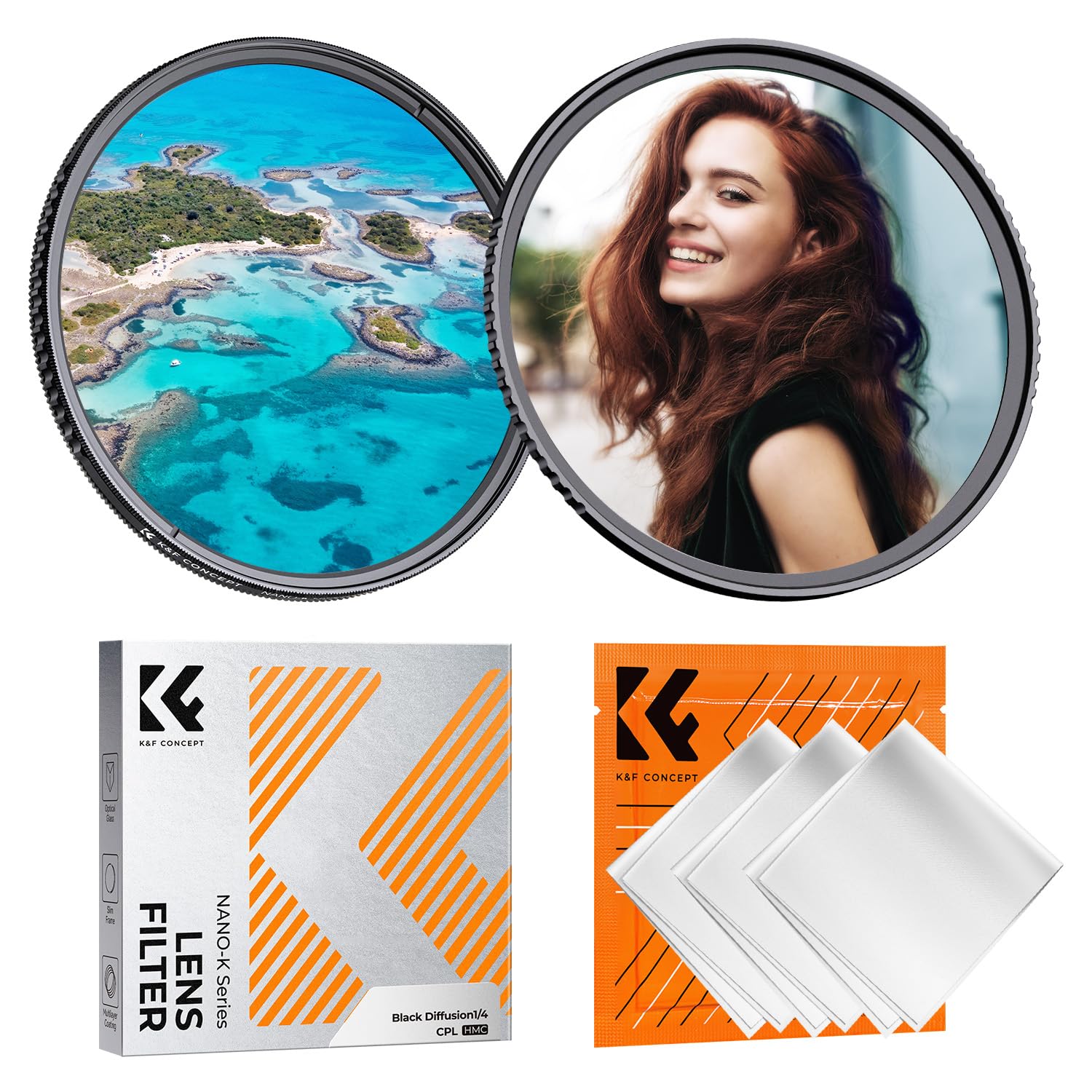 K&F CONCEPT 67mm Filtre Black-Mist et Polarisant et 3 Chiffons