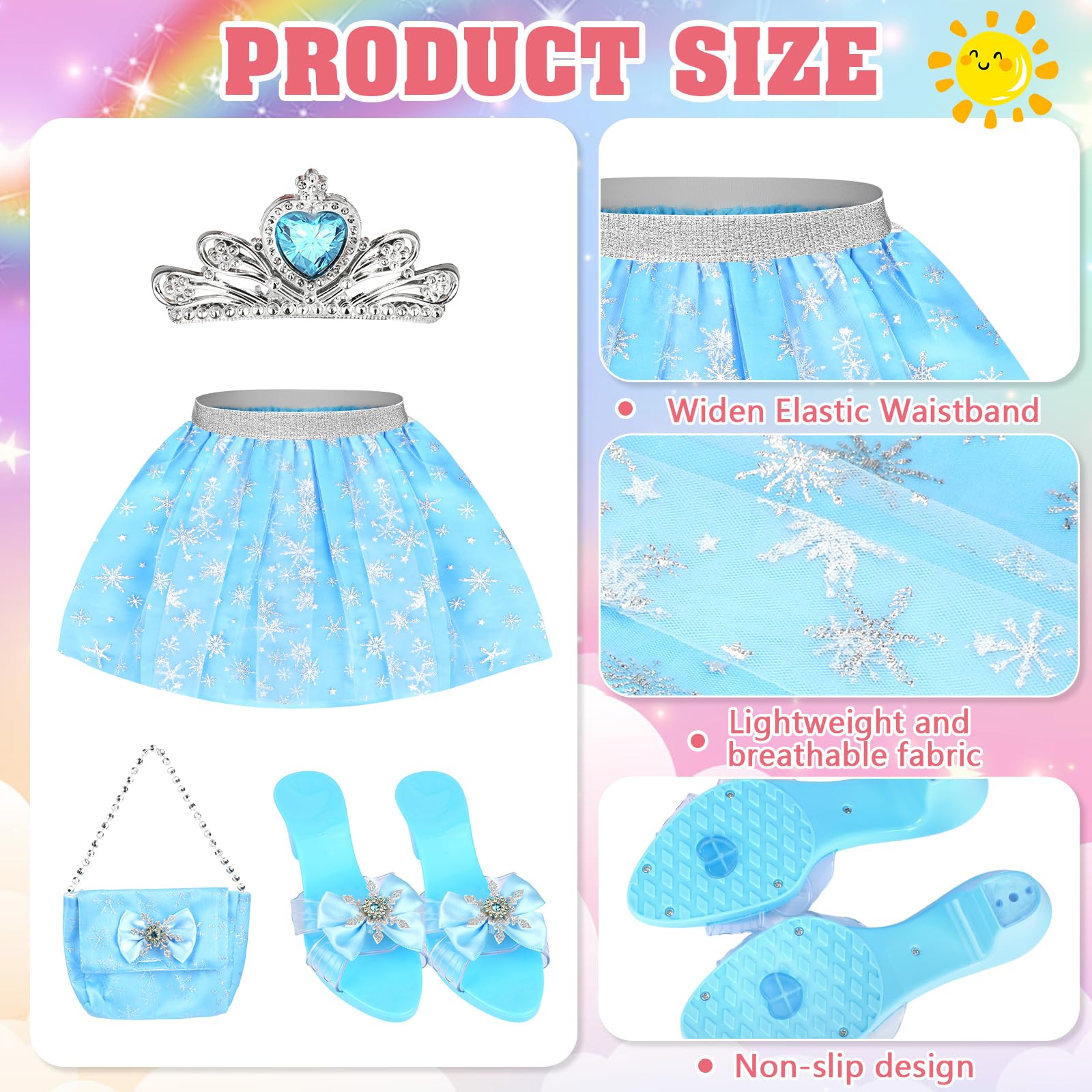 Disfraz Princesa Niña, Falda Tutu Zapatos Princesa Niñas con Collar Corona Bolso Vestido Princesa Regalos Niñas para Navidad Cumpleaños para 3 4 5 6 7 años