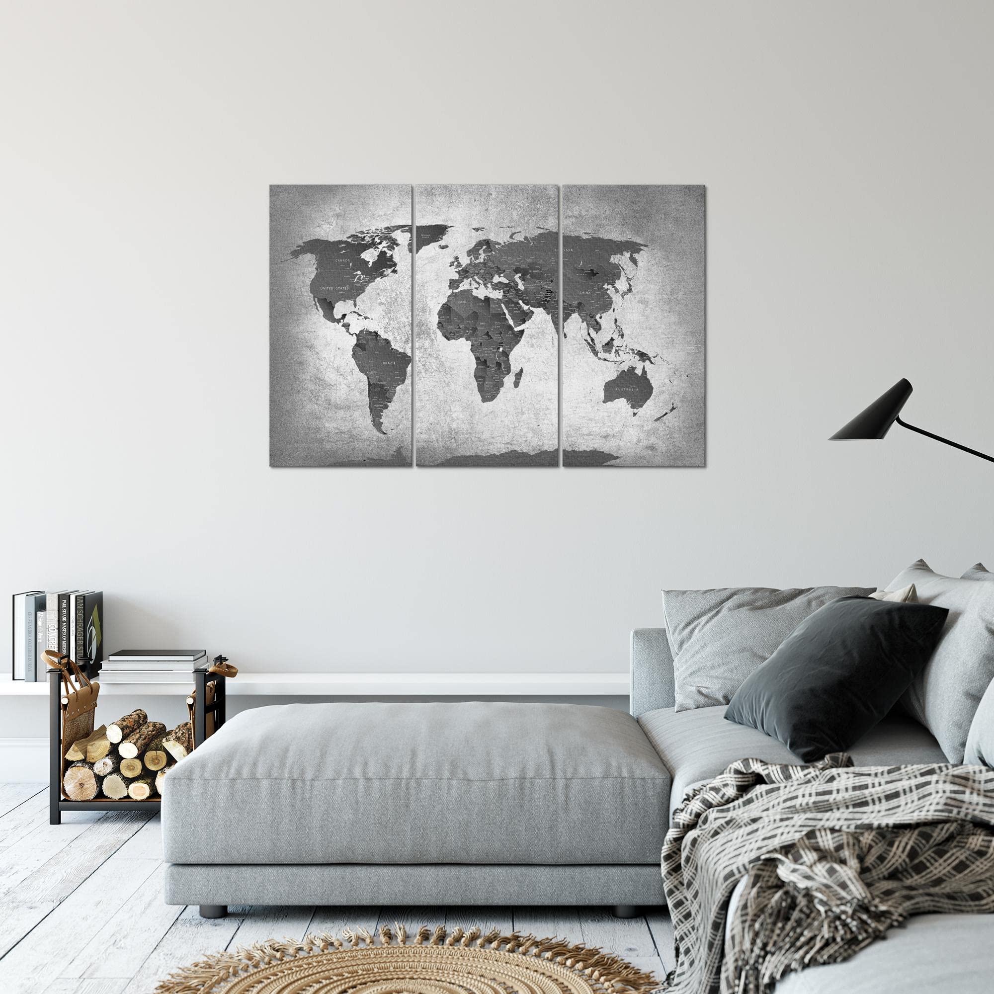 Schilderij metaal 3d beige bruin wereldkaart – Hillshome Waalwijk