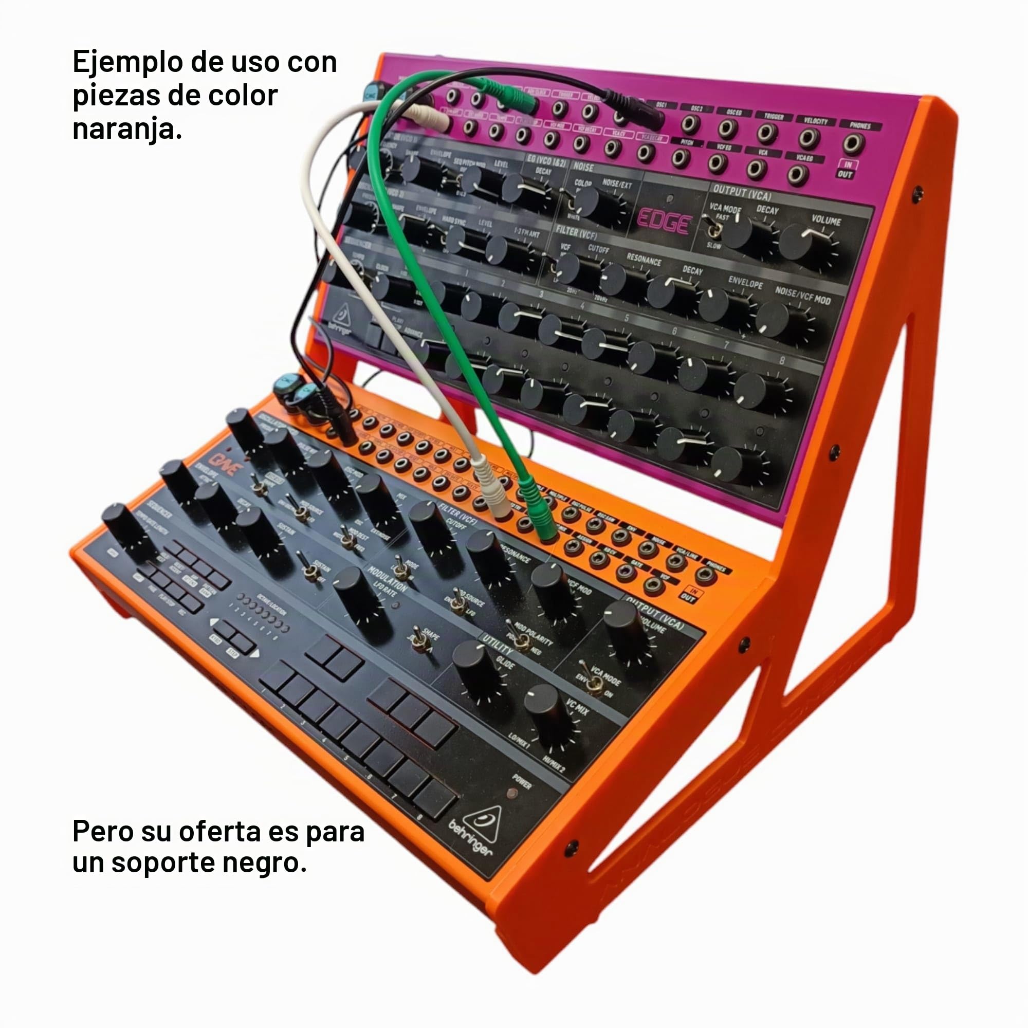 Acid - Soporte para consola Eurorack para escritorio, 2 x Behringer Edge, Crave, Spice o Grind, ángulo de 15° y 60°, color: Negro