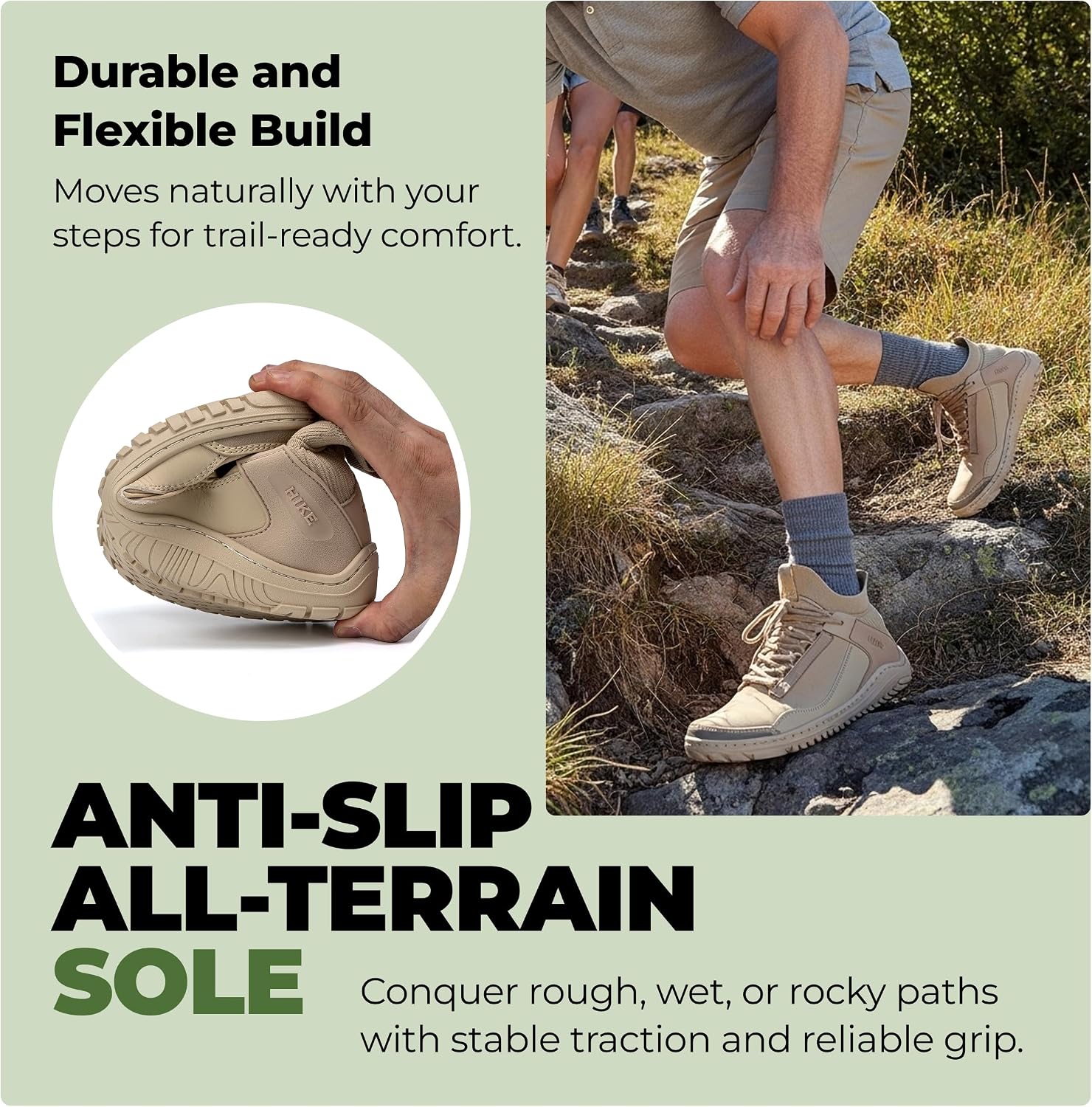 Hike Avara Trek Barefoot Hiking Shoes – Non-Slip & Trail-Grip Hiking Boots for Women Men | Zero-Drop Minimalist Outdoor Shoes with High-Cut Ankle Support for Trekking, Camping & Mountain Trails