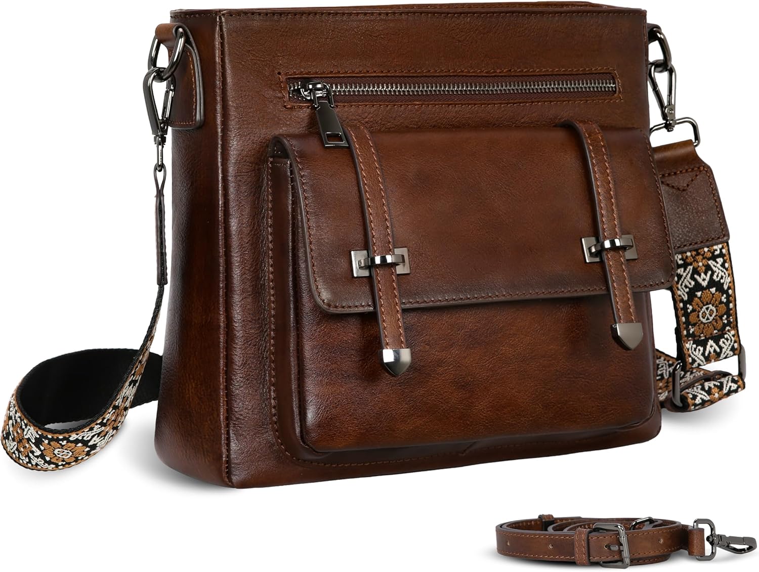 Iswee Soft Leather Crossbody Bags for Women Shoulder Handbags Multi Pocket Travel Purse with Adjustable Strap Medium Size - Image 7