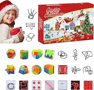 Brain Teaser Advent Calendar | Brain Teasers Christmas Countdown Calendar,24pcs Puzzle Games Challenge Toys, Educational Christmas Gifts Safe for Girls, Boys, Teens, Kids Eelogoo