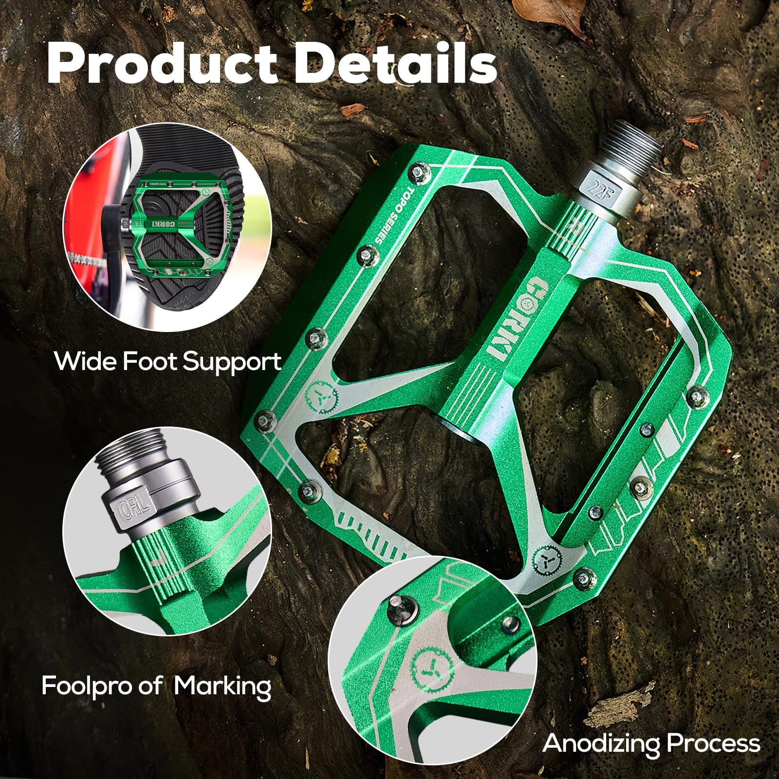 Pedali Piatti Per Mountain Bike Corki Cycles - Extra Large, In Lega Alluminio, Piattaforma Larga 4", 13 Pini, Per Downhill E Freeride