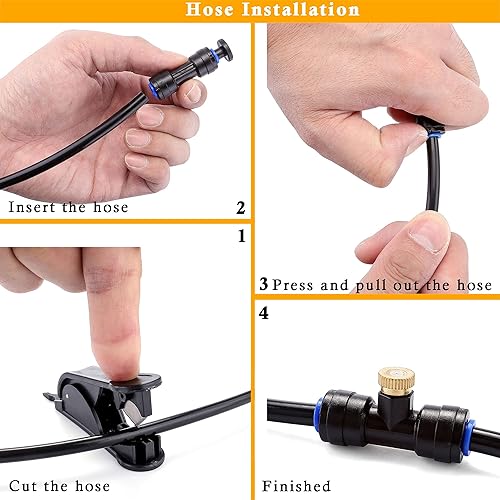 Miniatura 6 de Mornajina Sistema de refrigeración por nebulización al aire libre con kit de bomba, línea de nebulización de 49.2 pies con filtro, 20 boquillas de