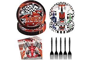 96Pcs Race Car Birthday Party Supplies Racing Car Tableware Race Car Plates Napkins Forks Set