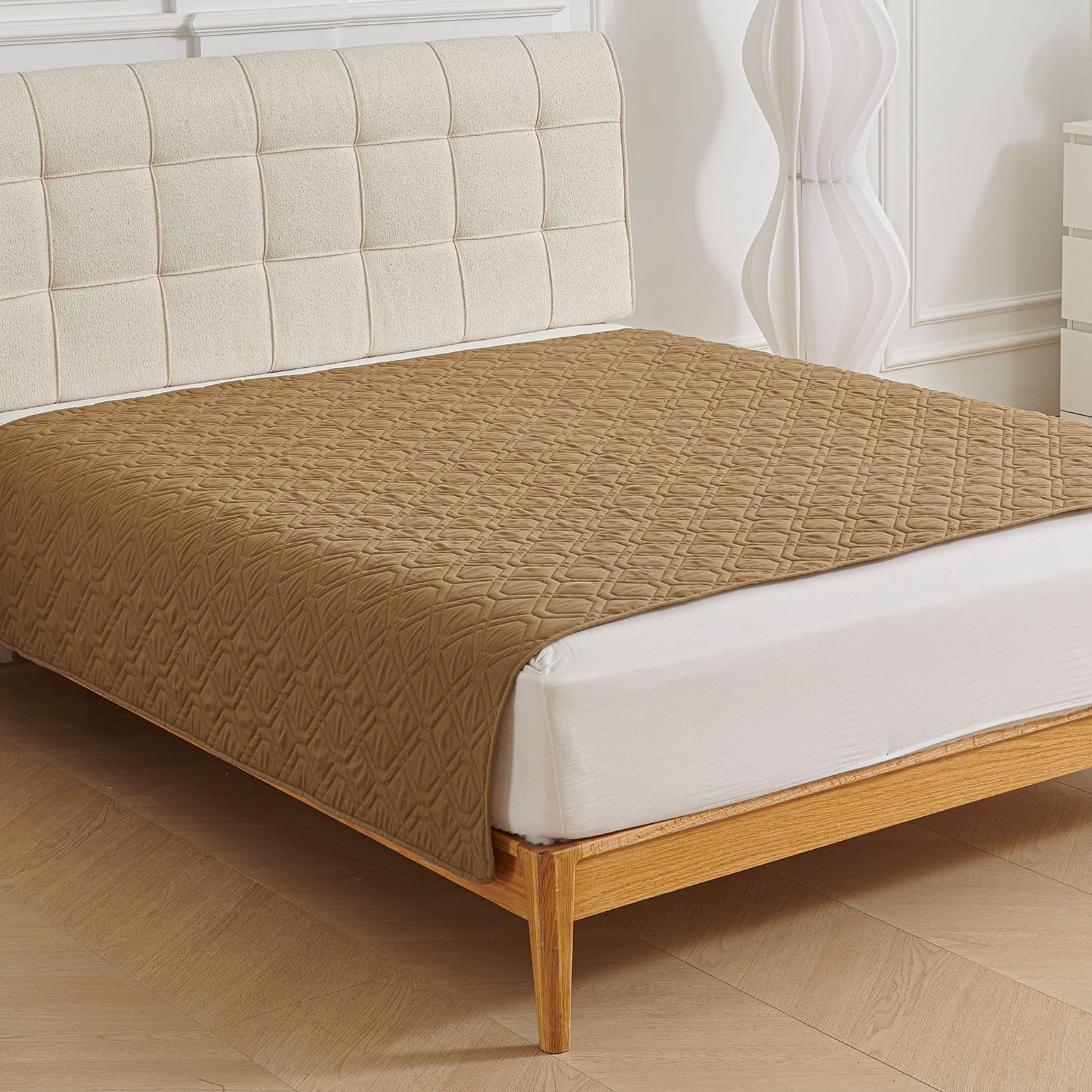 Morbuy Empapadores Cama Lavables Reutilizables para Adultos Niños Empapadores Cama Impermeable Absorbentes como Salvacamas para Incontinencia, Mayores (210*260cm,8 Caqui)