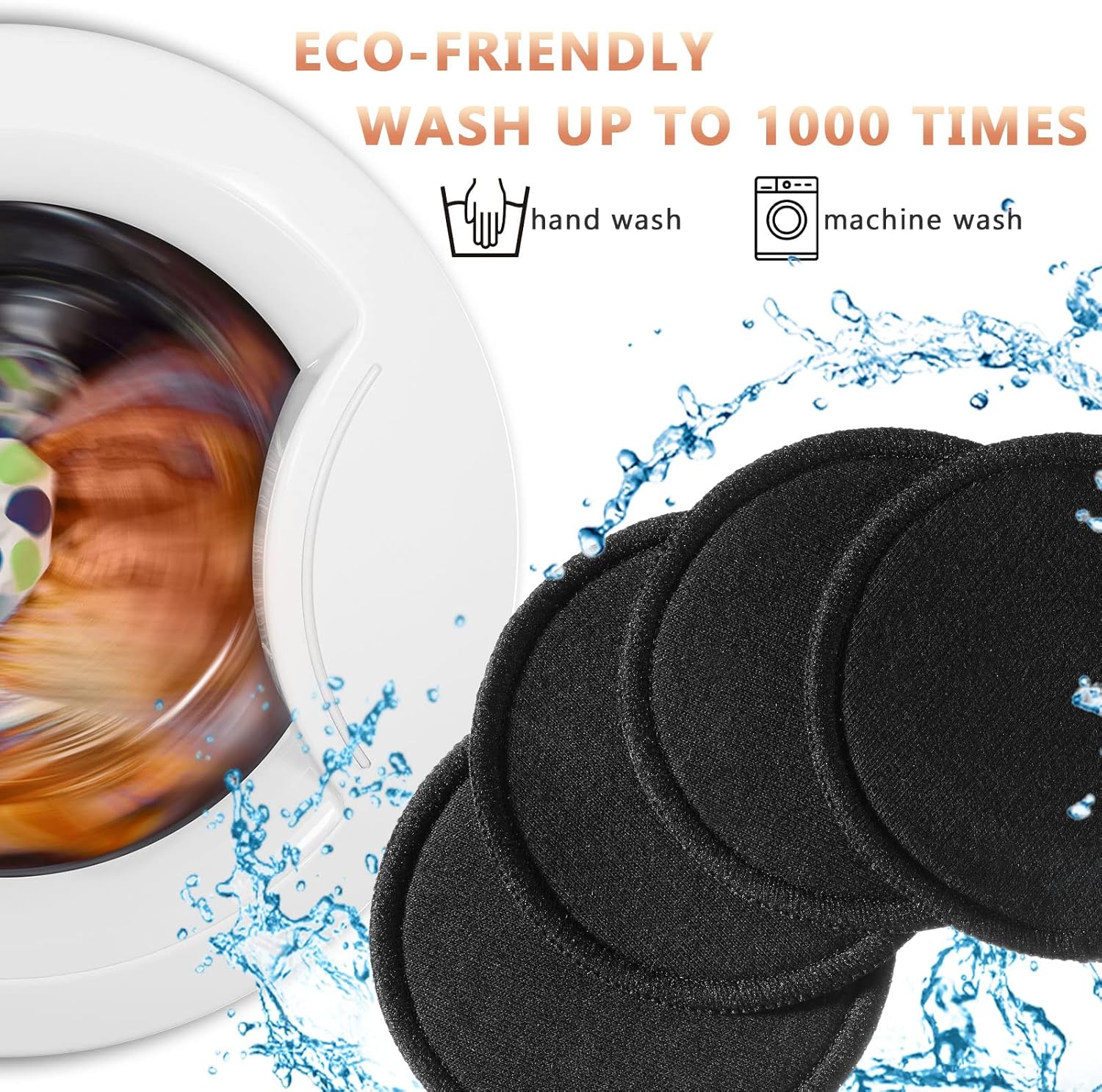 Pieces Reusable Makeup Remover Pads Natural Washable Bamboo Cotton Rounds for Most Skin Types Washable Make up Pad for Toner with Bamboo Holder and Laundry Bag (Black)