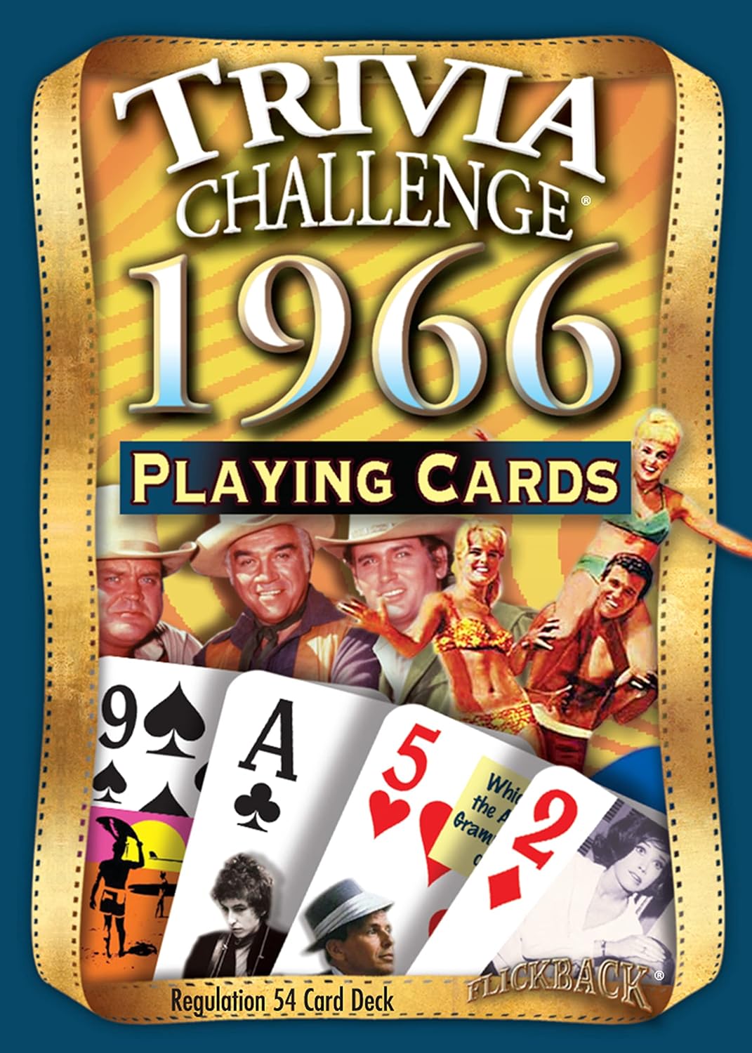 Flickback 60th Birthday Trivia Cards – 1966 Deck – Gift for Men or Women Born in 1966 – Fun 60th Birthday Game, Vintage 1966 Playing Cards with Trivia Questions – Gift for Mom Dad Husband Wife