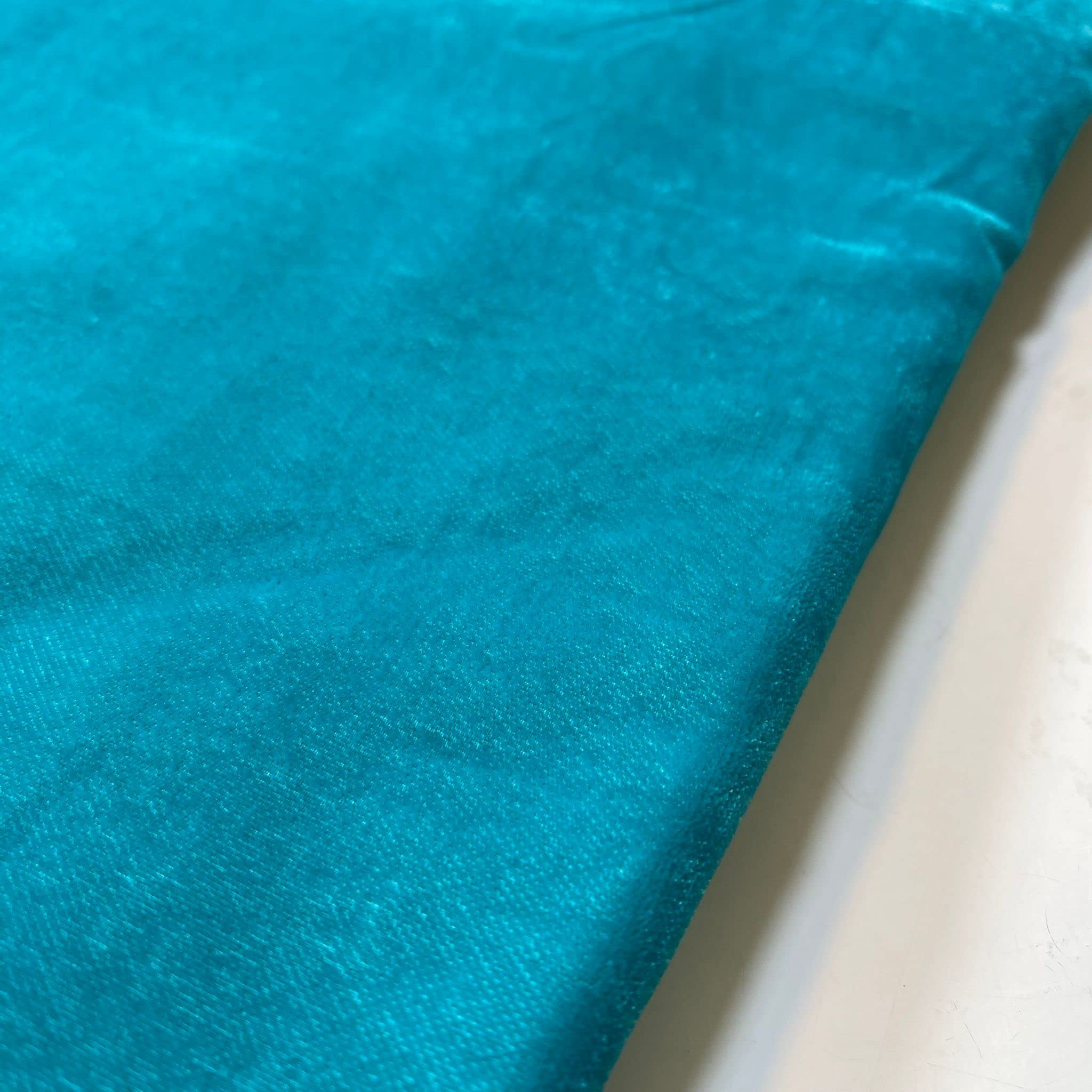 Three Crown Velvet Fabric Soft Strong Material - Home Decor, Curtains, Upholstery, Dress - 112cm Wide (Turquoise, 2 Meter) - Image 2