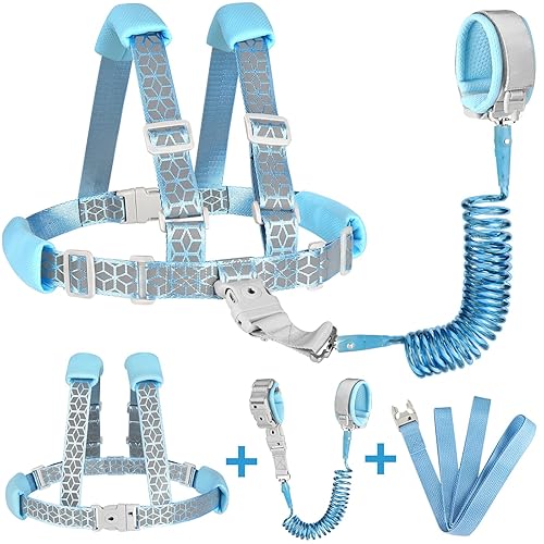 Accmor Correa de arnés 3 en 1 para niños, arneses reflectantes para niños con eslabón de muñeca antipérdida, correas para niños con cerradura para