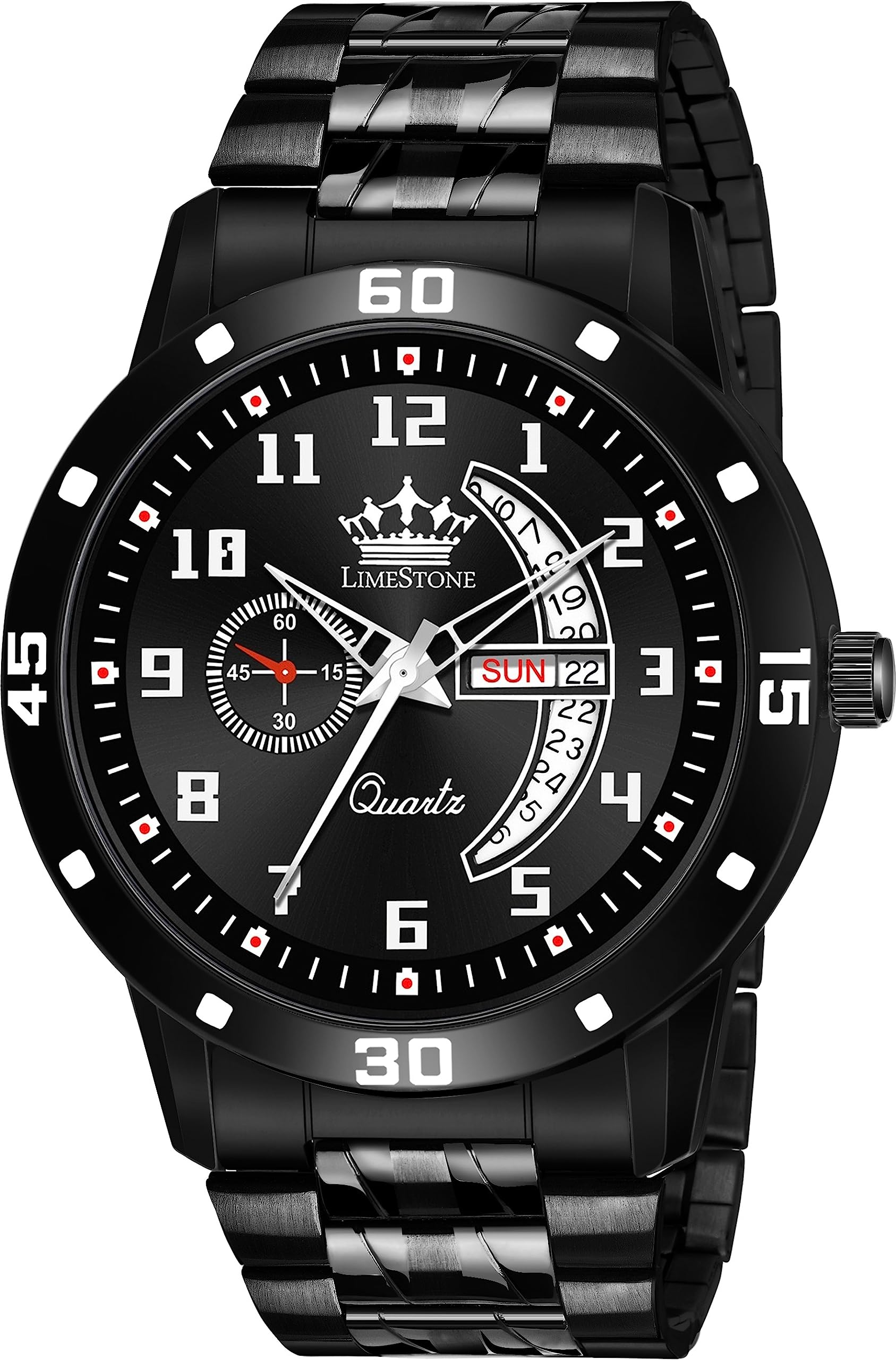LIMESTONE Black Day & Date Functioning Long Life Black Plated Chain HMTS Quartz Analog Watch - for Men (B0CCJ5PQRC) Amazon Price History, Amazon Price Tracker