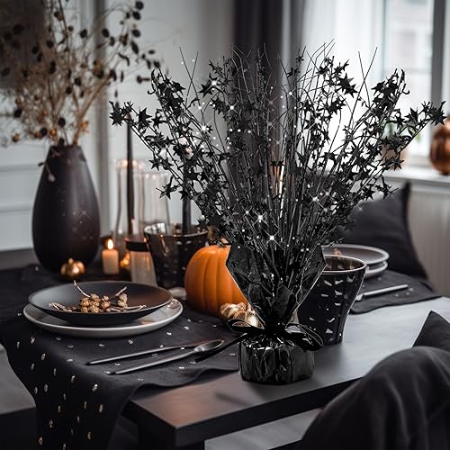 Miniatura 7 de Centro de mesa de aluminio en aerosol negro azabache, decoración de fiesta de cumpleaños, centros de mesa con estrellas para mesas, decoraciones de
