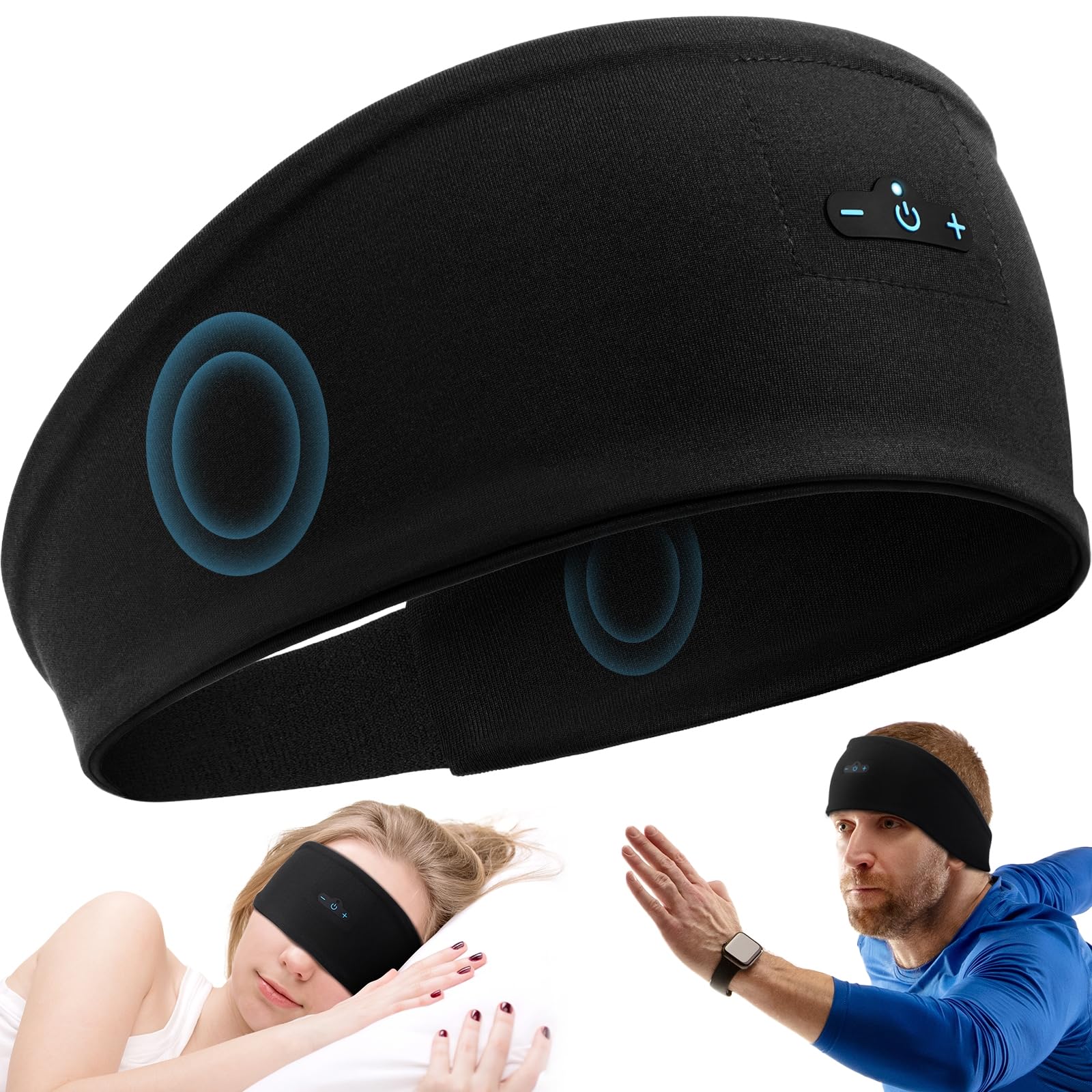 Sleep Headphones Bluetooth Headband for Side Sleeper, 17 Hours Playtime, Wireless Headband Headphones with HD Stereo Speakers for Workout,Running,Yoga, Ideal Gifts for Men, Women, Teens, Black-image-40