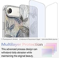 Vista 518 de I-MGAE-IN-AR - Funda diseñada para iPhone 12 y 12 Pro, diseño de mariposa plateada brillante, funda protectora de poliuretano termoplástico, suave