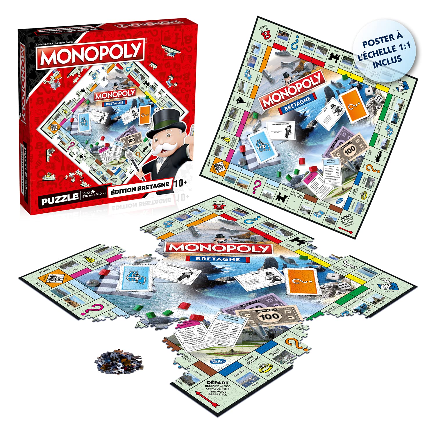 Winning Moves - Puzzle Monopoly Bretaña - 1000 Piezas - Versión en francés