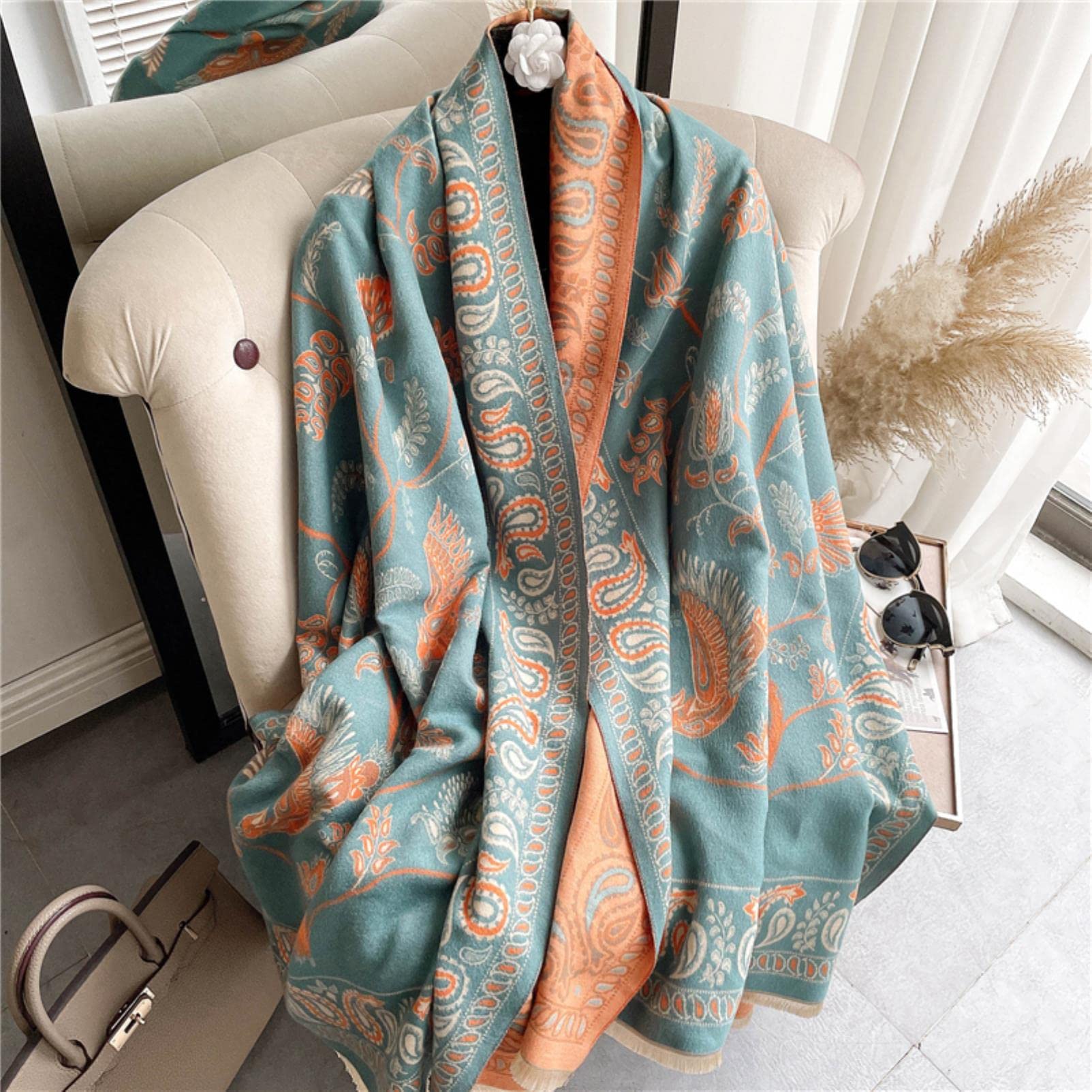 URYYRIT Sciarpa Calda F Imitazione Cashmere Sciarf Winver Women A Scialle Avvolgente Signore Stampare Moda Cashmere Spessa Sciarpa A Scialle di Sciarpa