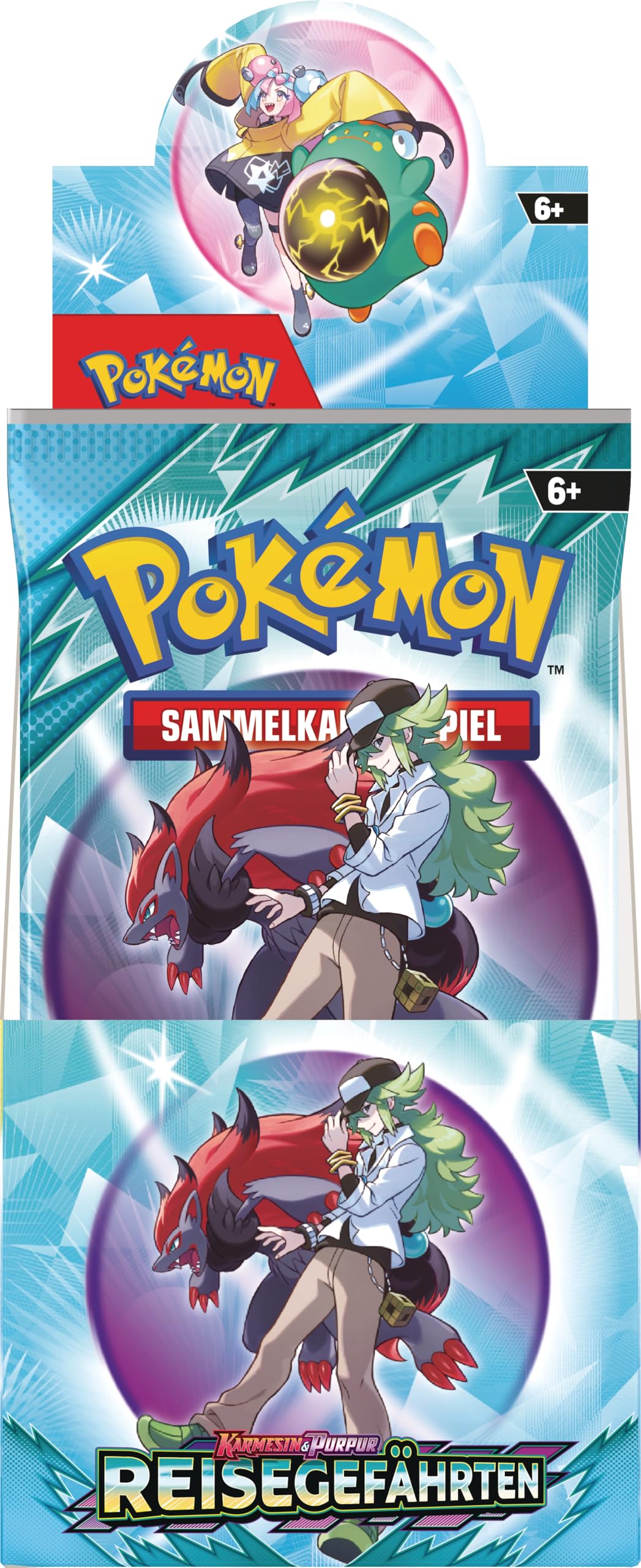 Pokémon-Sammelkartenspiel: Boosterpack-Display Karmesin & Purpur – Reisegefährten (enthält 18 Boosterpacks)