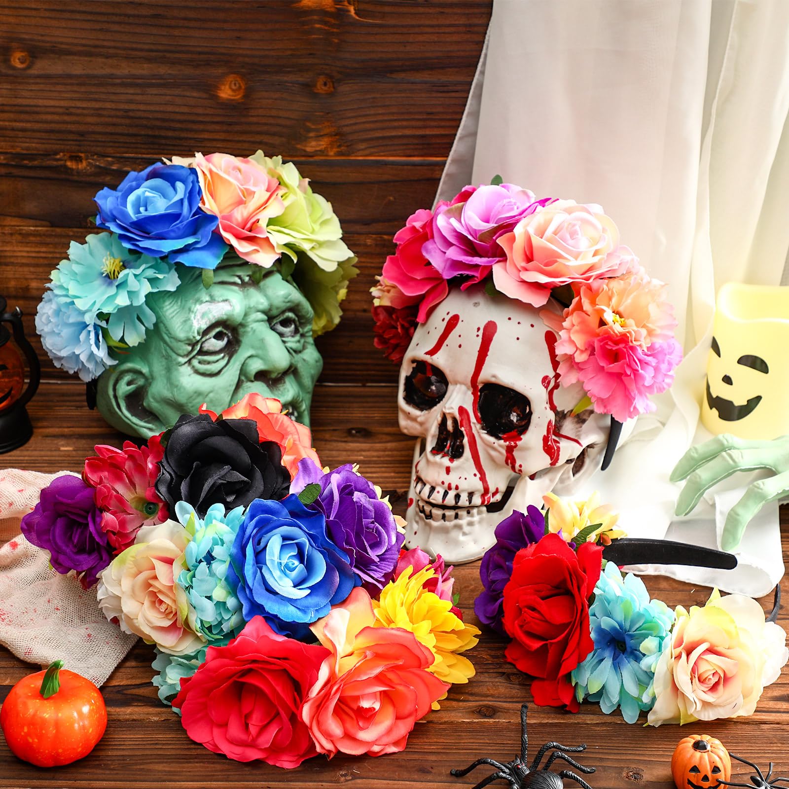 Amazon.com: Kigeli 6 Pcs Mexican Rose Flower Crown Headband 
