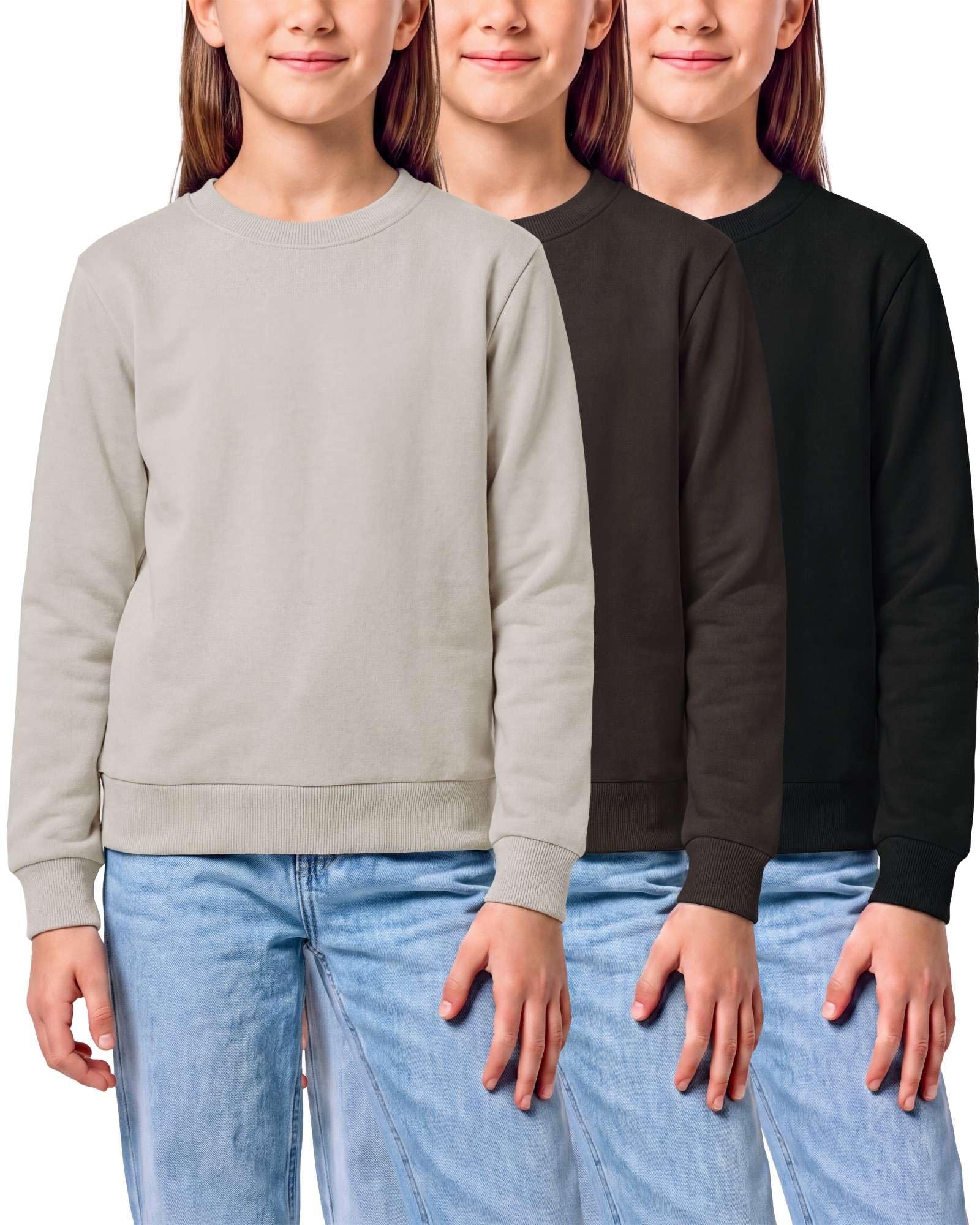3 Pack Girls' Fleece Crewneck Sweatshirts Sweaters Kids Teens Pullover Tops