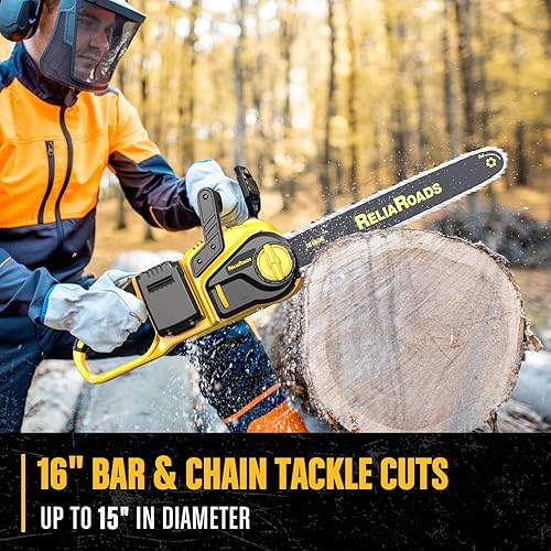 Miniatura 3 de ReliaRoads Motosierra sin escobillas de 16 pulgadas, 40 V (2 x 20 V máximo) inalámbrica con batería DeWALT compatible con batería DeWALT (batería no