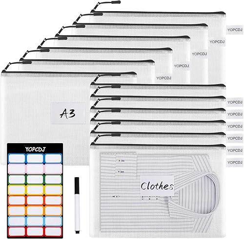 12 bolsas de malla con cremallera, bolsa de rompecabezas A3 para organizar, bolsas de almacenamiento, juegos de mesa y suministros de oficina