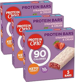 Protein One 90 Calorie Strawberries & Cream Protein Bars, 5 Count, 4.8 oz (Pack of 3)