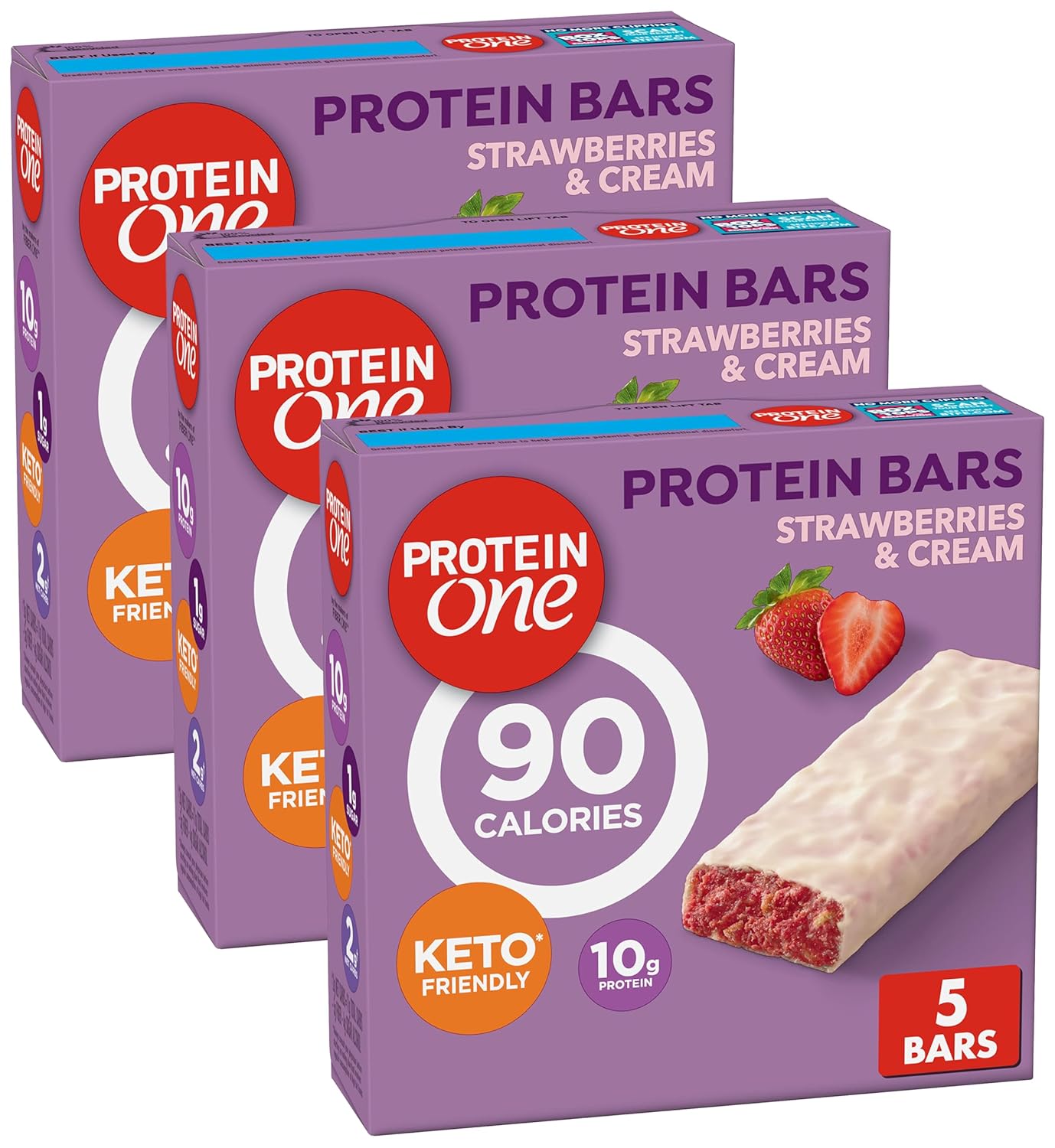 Protein One 90 Calorie Protein Bars, Chocolate Chip, Keto Friendly, 5 Ct, 4.8 oz (Pack of 12)