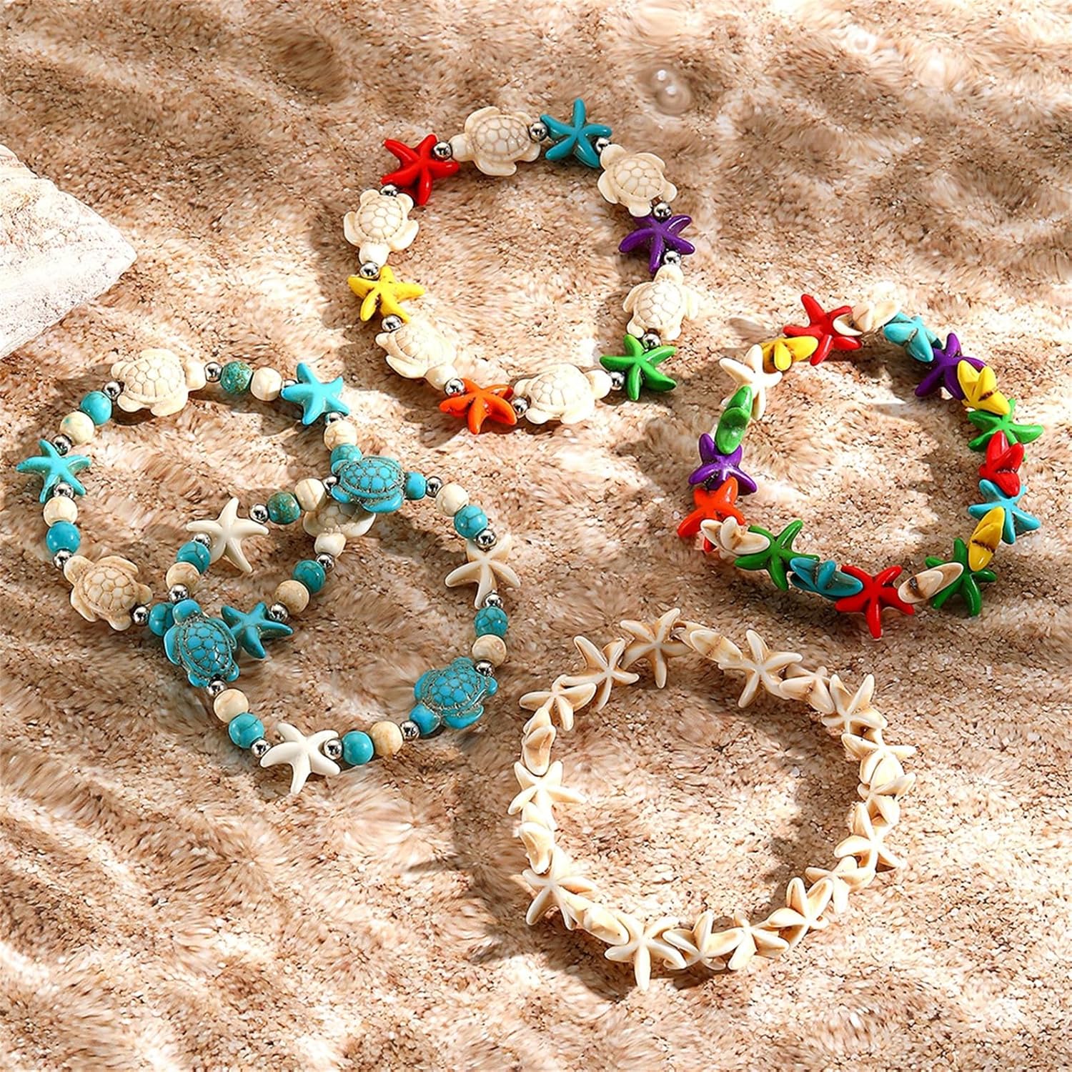 Coadipress Turtle Starfish Bracelet Anklet for Women - Boho Blue Turtle Anklet String Bracelet - Summer Beach Collection Jewelry - Image 7