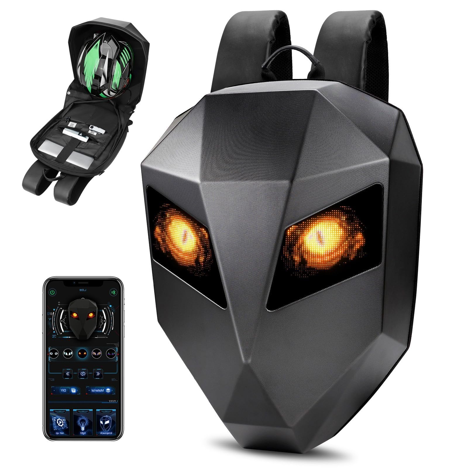 Mochila de Motocicleta LED para Hombre, Negro, 36 x 18 x 48 cm, Impermeable, con Pantalla LED Programable de 48 x 48