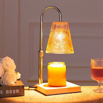 Candle Warmer Lamp with 2 Bulbs, Electric Candle Warmer with Timer -Adjustable Height and Dimmer LampCandle Warmer for Scented Jar Candles Wax Melt Warmer for Home Decor